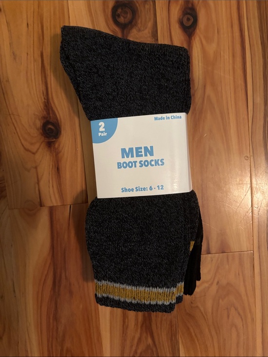 Other - Men's Boot Socks - Dark Charcoal with Gold Stripe